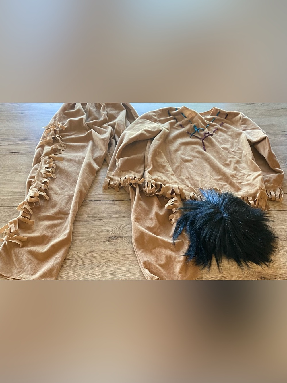 Rubie's Brown Faux-Suede Fringe Kids Costume with Black Hairpiece